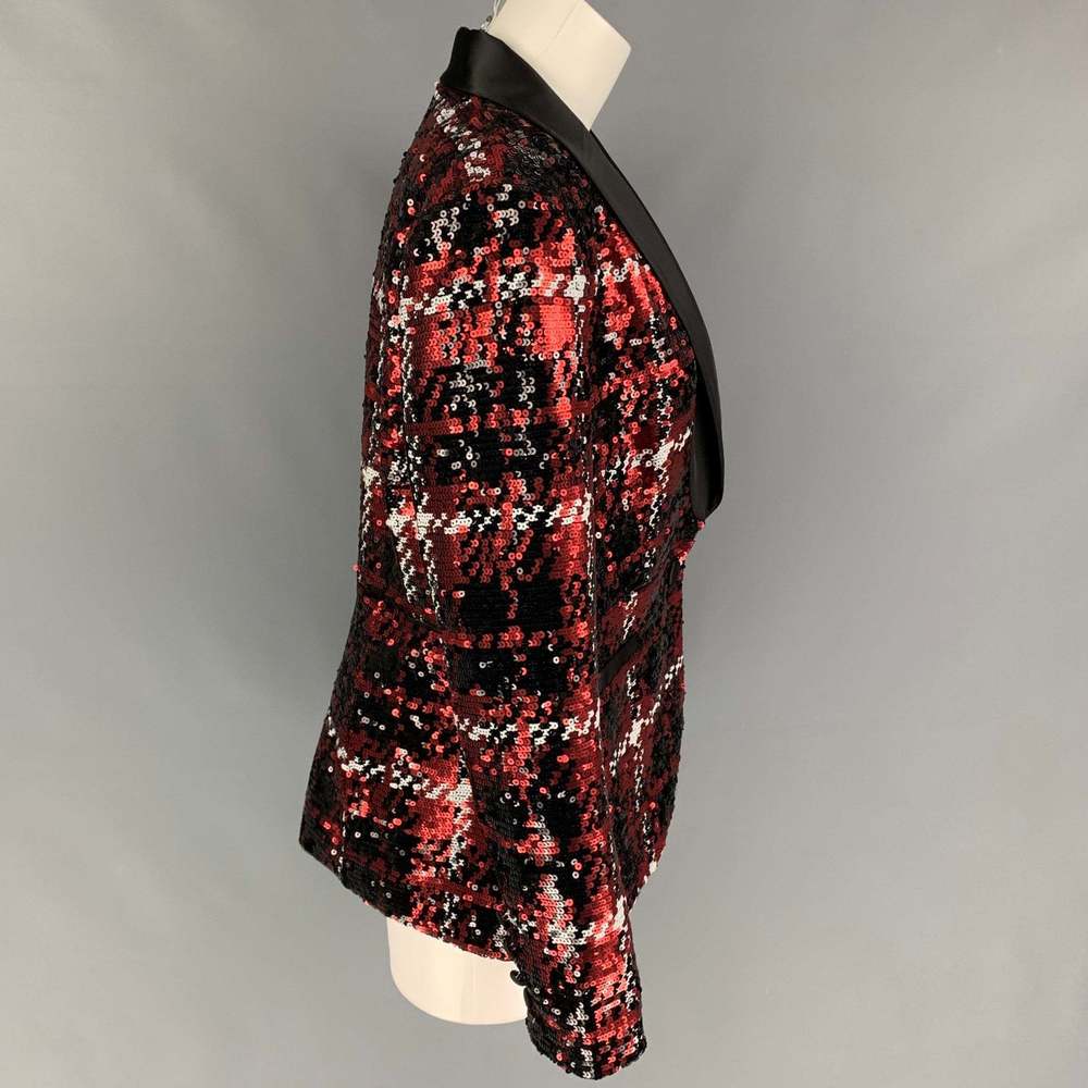 L'AGENCE Black Red Polyester Sequined Jacket - Picture 2 of 6